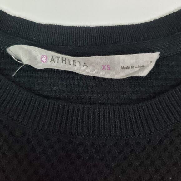 Athleta Women's XS Honeycomb Thermal Waffle Knit Sweater Black - Picture 5 of 8